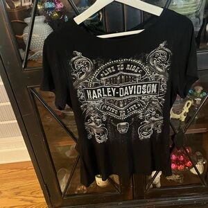 Ladies Harley Davidson Black Blingy Tee Size Large